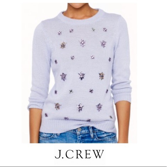 J Crew Jeweled Wool Sweater - Picture 1 of 4